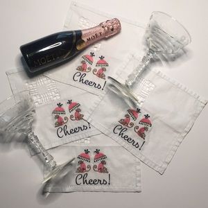 Embroidered Vintage Linen Coasters